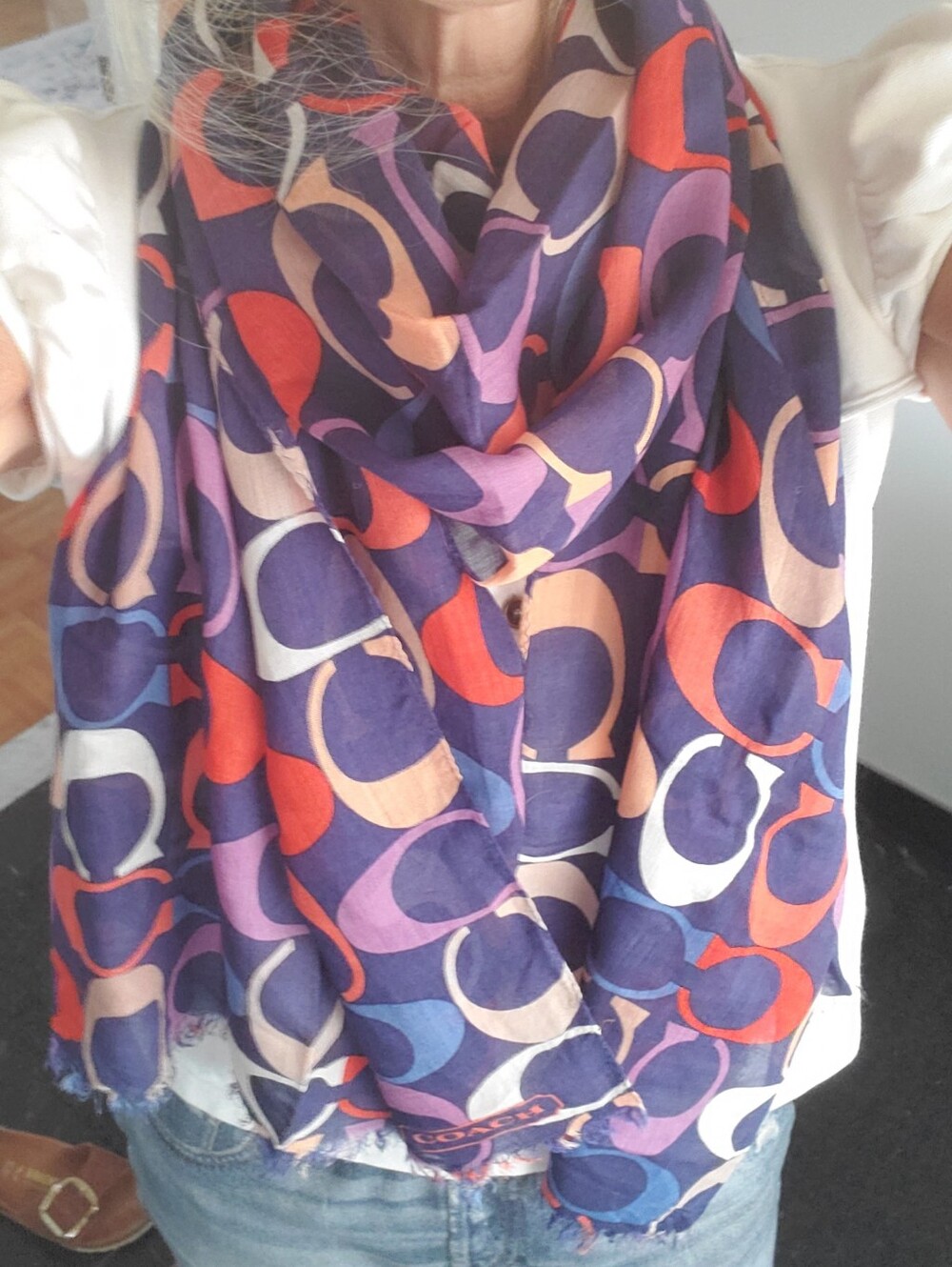 Coach Vintage Purple Scarf Wrap Shawl - Picture 7 of 11